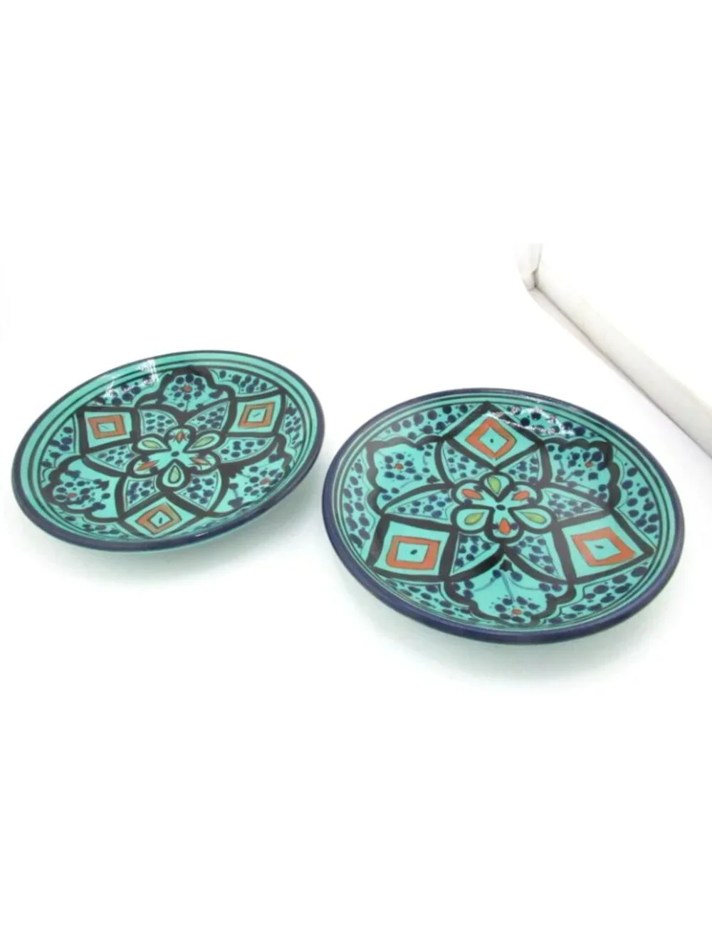Set Pottery Barn Green / turquoise Kasara Moroccan Mosaic Salad Appetizer Plates